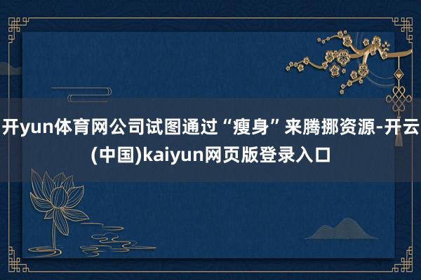 开yun体育网公司试图通过“瘦身”来腾挪资源-开云(中国)k