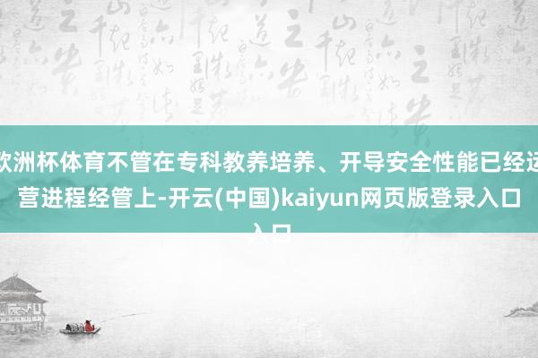 欧洲杯体育不管在专科教养培养、开导安全性能已经运营进程经管上-开云(中国)kaiyun网页版登录入口