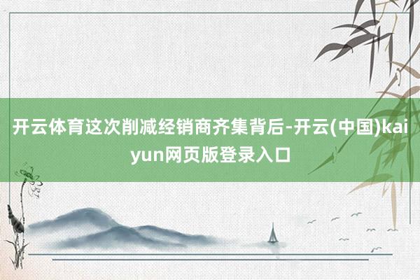 开云体育这次削减经销商齐集背后-开云(中国)kaiyun网页