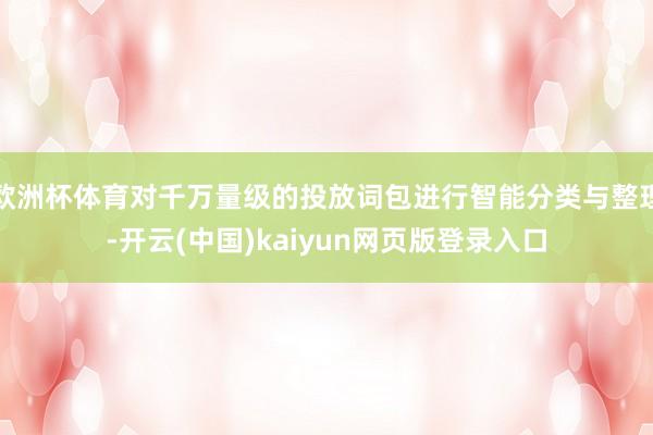 欧洲杯体育对千万量级的投放词包进行智能分类与整理-开云(中国