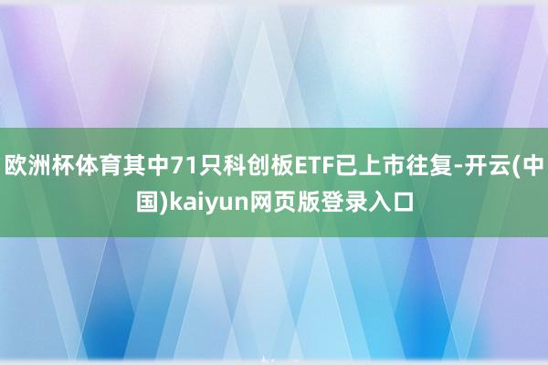 欧洲杯体育其中71只科创板ETF已上市往复-开云(中国)kaiyun网页版登录入口