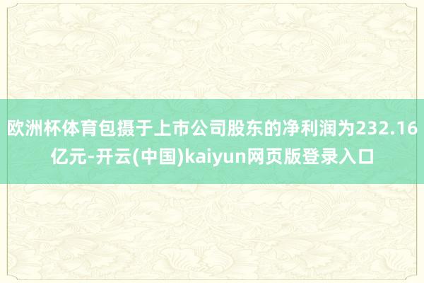 欧洲杯体育包摄于上市公司股东的净利润为232.16亿元-开云(中国)kaiyun网页版登录入口